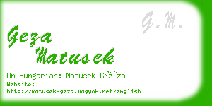 geza matusek business card